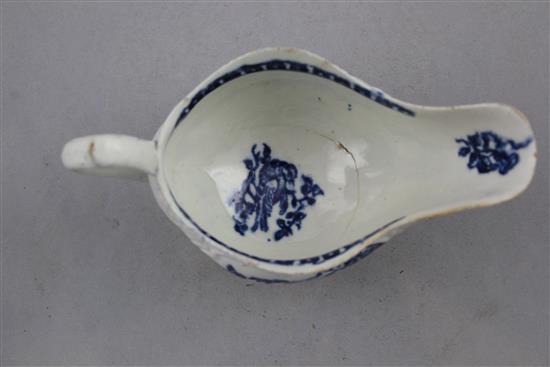 A rare Philip Christian & Co., Liverpool sauceboat, c.1770-75, 11.3cm high, chips and crack to base